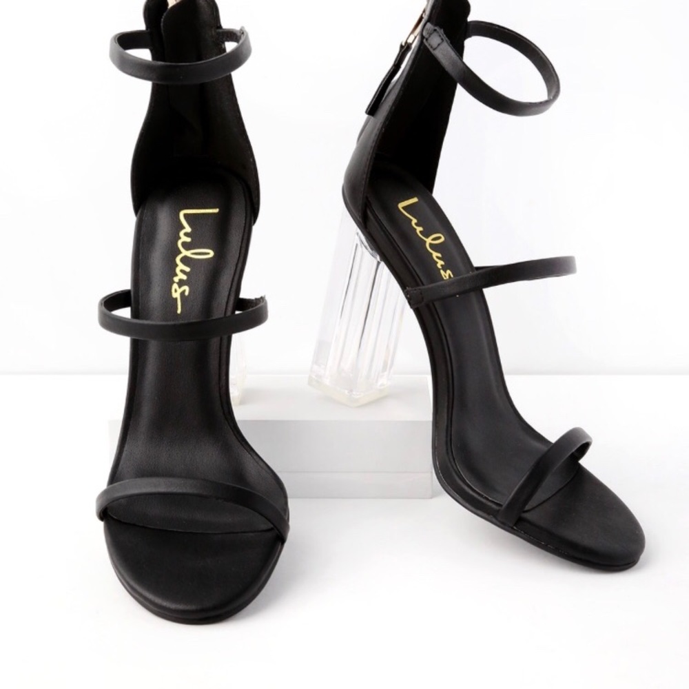 Strappy clear block heels 5.5